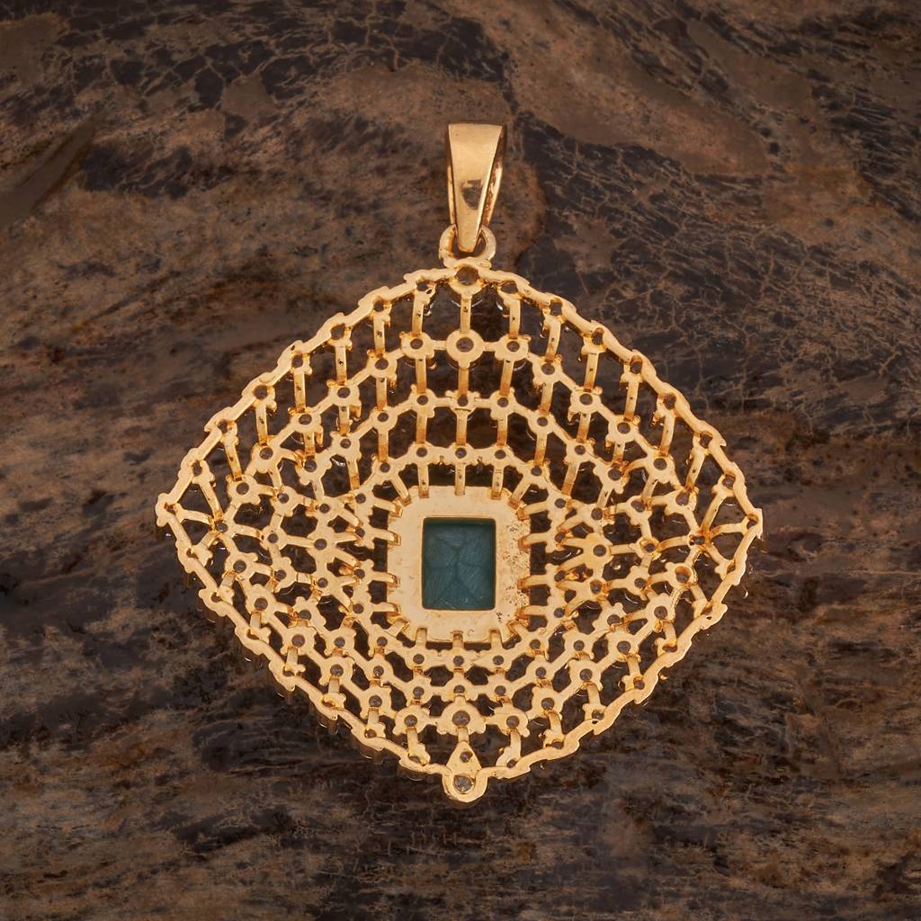 Kushal'S Fashion Jewellery Green Rhodium-Plated Party Zircon Pendant -178534 : 427438