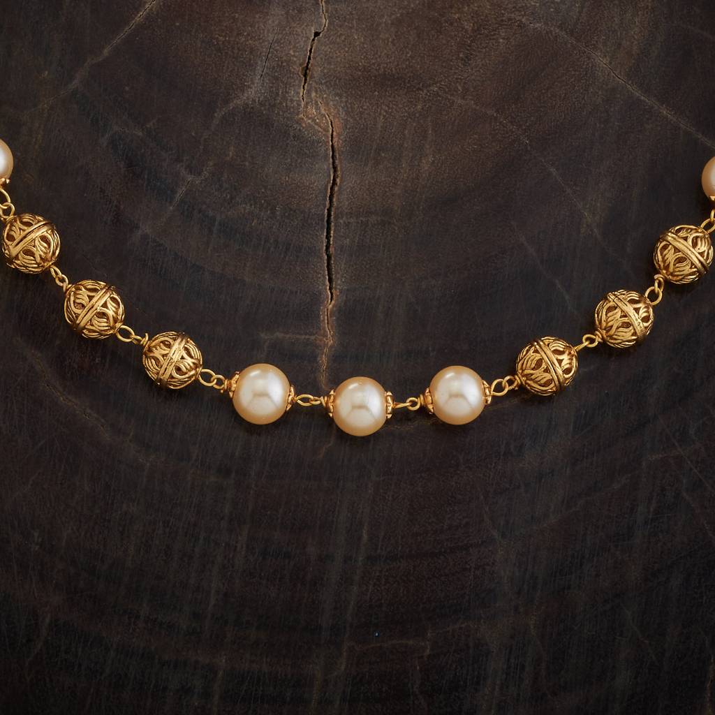 Kushal'S Fashion Jewellery Pearl Gold-Plated Ethnic Antique Mala Necklace-173491 : 416497