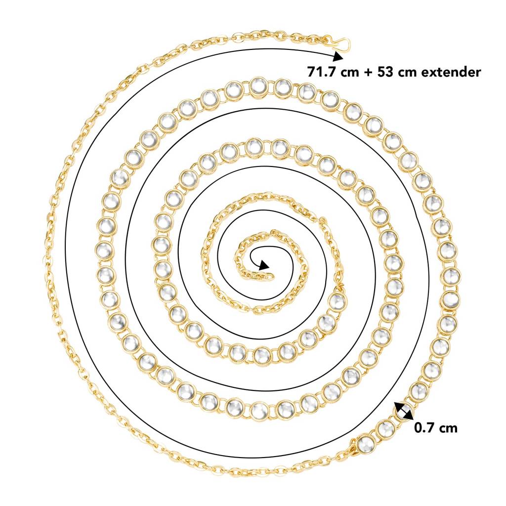 Traditional Jewellery Wedding Bridal Plated Kundan Brass Alloy Waist Belt Kamar Bandh Belly Chain For Women Girl : PF25BCH001W