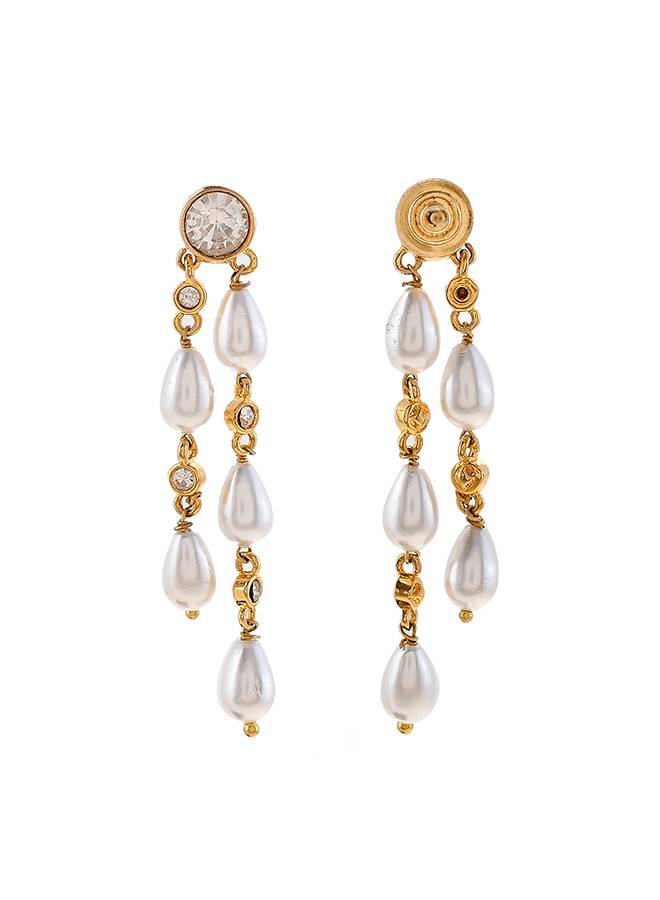 Mothers Day Two Strings Dangler Pearl Drop Earrings : 8905124502121