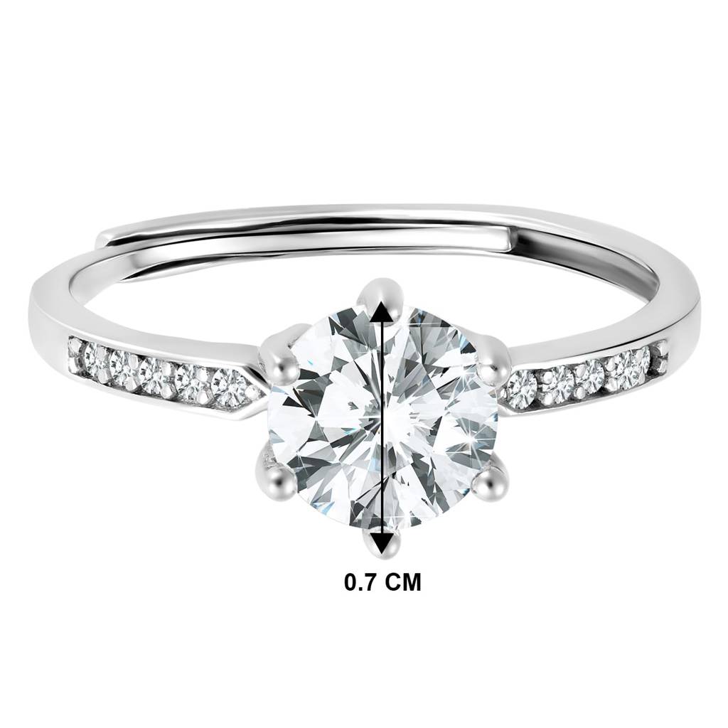 925 Sterling Silver Zircon Rhodium Plated Engagement Promise Ring For Women Girls : PF23R14-6