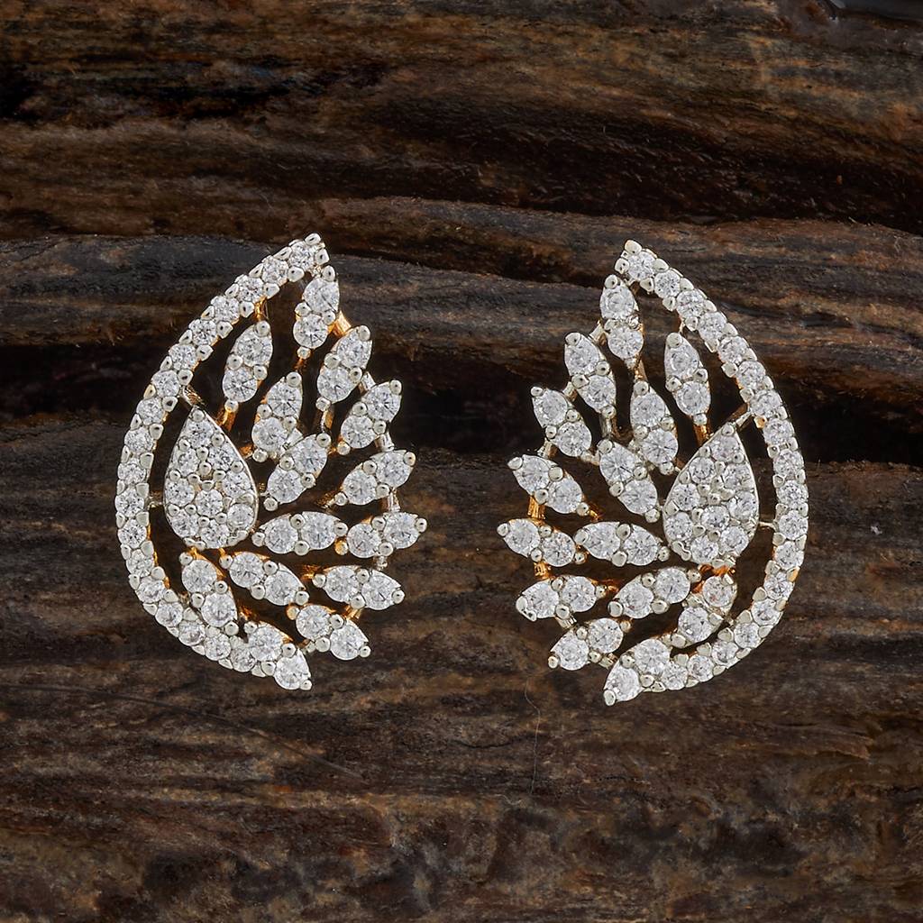 Kushal'S Fashion Jewellery White Rhodium-Plated Party Zircon Studs-430295 : 430295