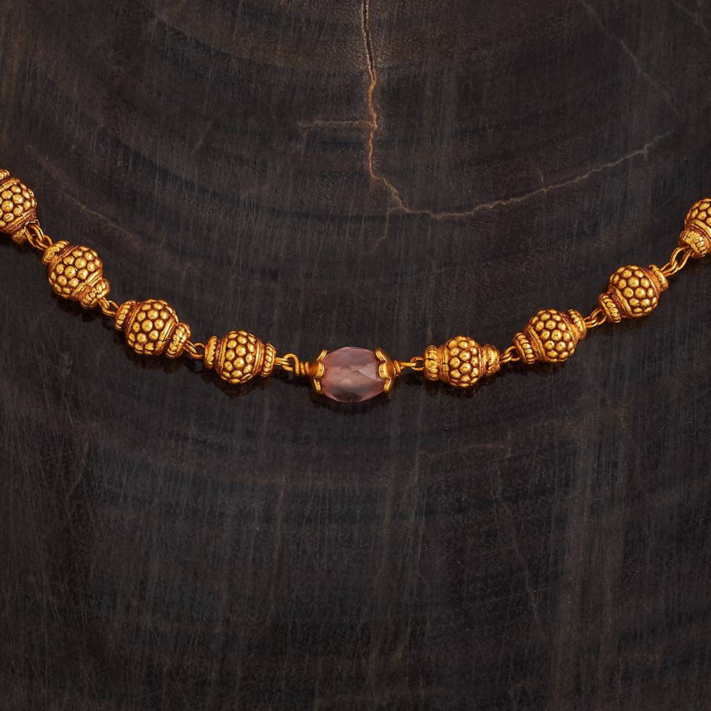 Kushal'S Fashion Jewellery Pink Gold-Plated Ethnic 92.5 Pure Silver Temple Chain Necklace-173478 : 425932