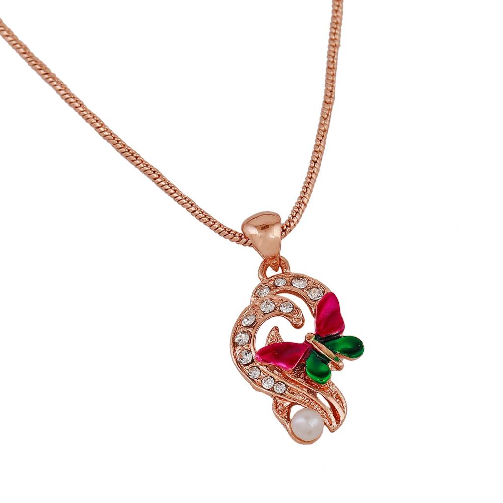 Estele Rosegold Plated Beautiful Butterfly Shaped Pendant For Women : 542-RGPENDANT