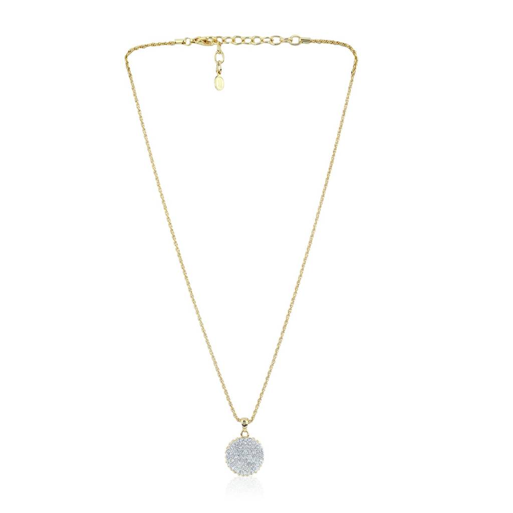 Estele Gold & Rhodium Plated Circle Designer Pendant With White Stones For Women : 369PENDANT