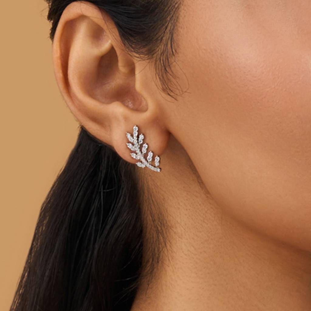 Kushal'S Fashion Jewellery White Rhodium Gold-Plated Party Zircon  Studs -177508 : 425577