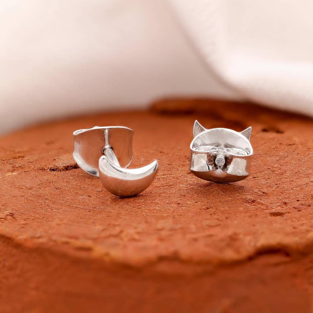 925 Silver Crescent Moon Stud Earrings Â Dainty Half Moon Celestial Jewelry : SE_000637
