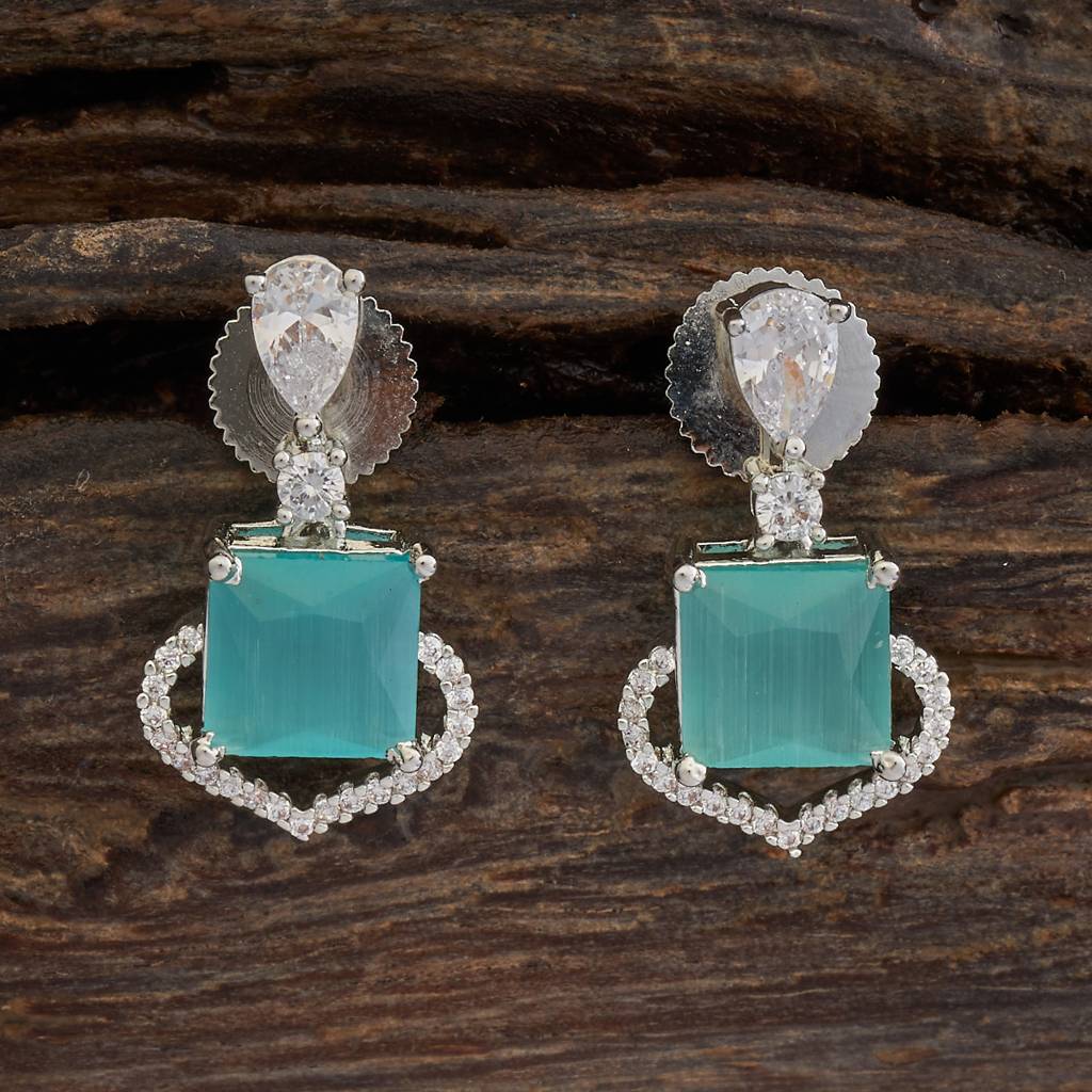 Kushal'S Fashion Jewellery Rhodium Plated Party Wear Zircon Earring-173420 : 416412