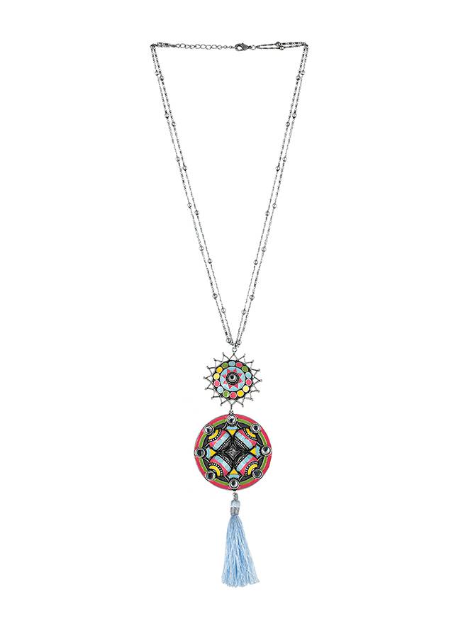 Folklore Tassel Drop Enamelled Necklace : 8905124477535