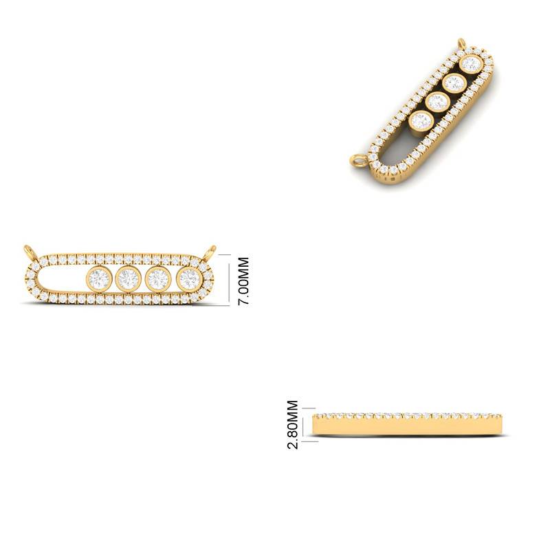 Moving Moissanite Bar Necklace : TGDP-299-Y