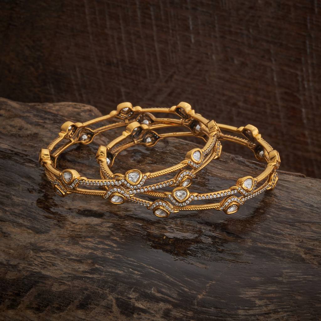 White Plated Ethnic Kundan Bangle-435408 : 435408