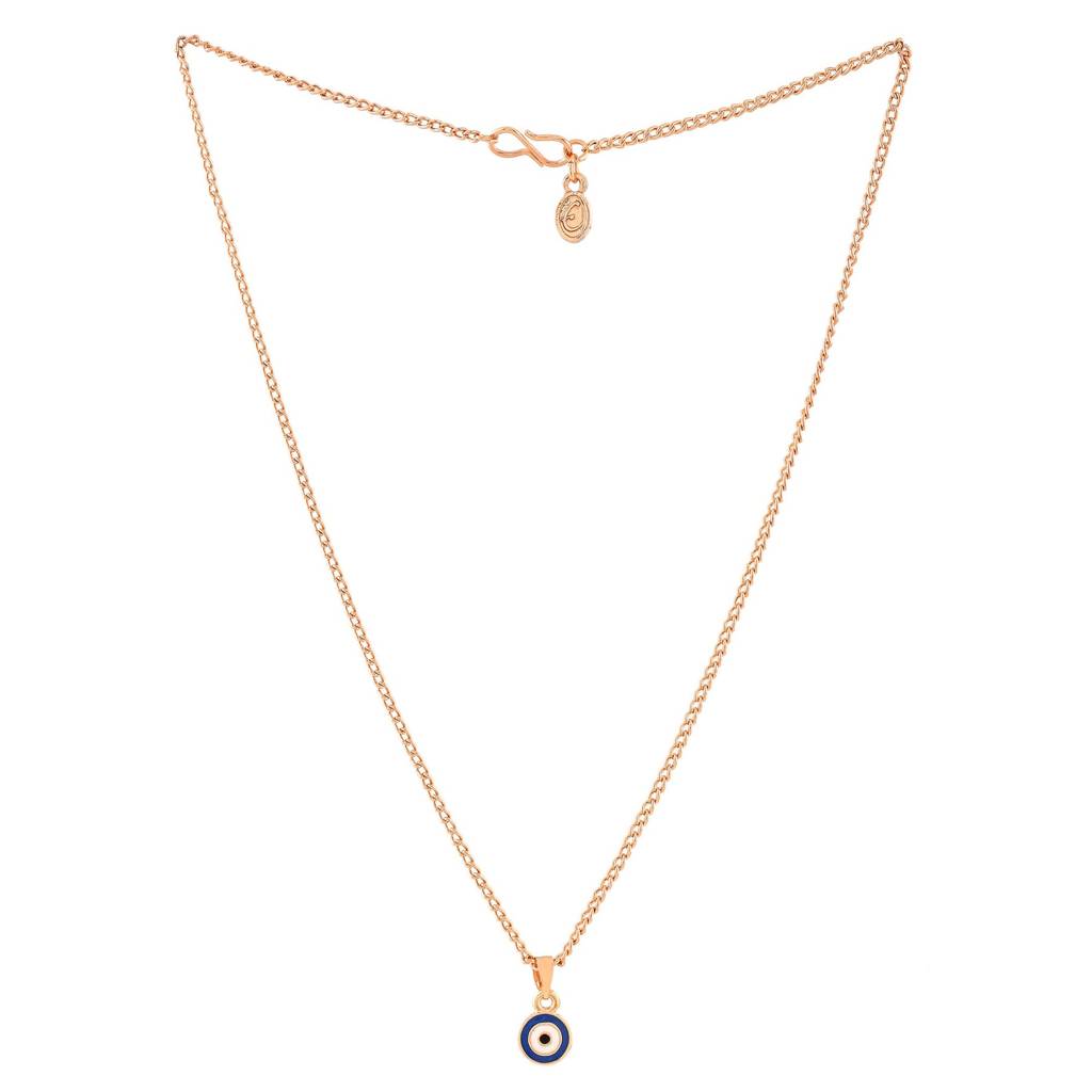 Estele Rosegold Plated Round Shaped Evil Eye Charm Pendant With Chain For Girls/Women : 1016-RG-NBWEPENDANT