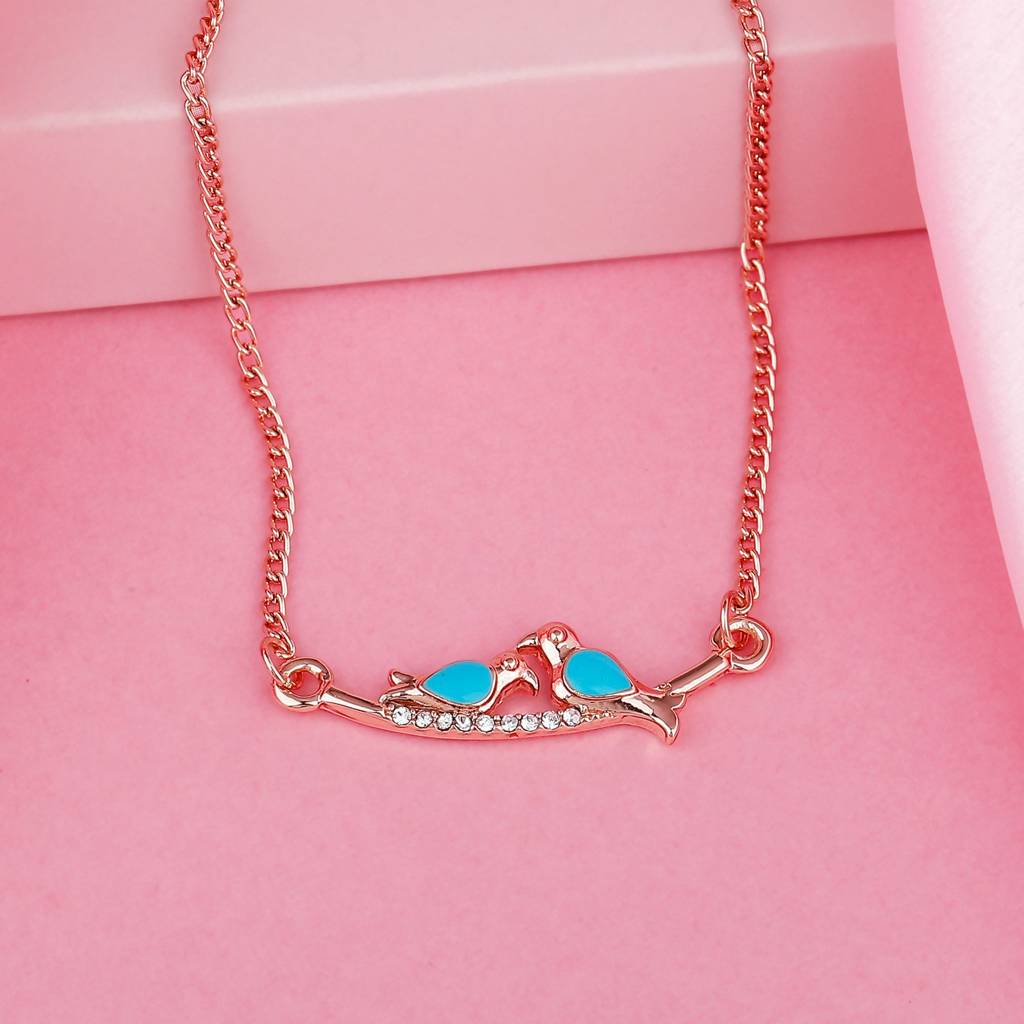 Estele Rosegold Plated Love Bird Designer Pendant For Women : 914-RGPENDANT
