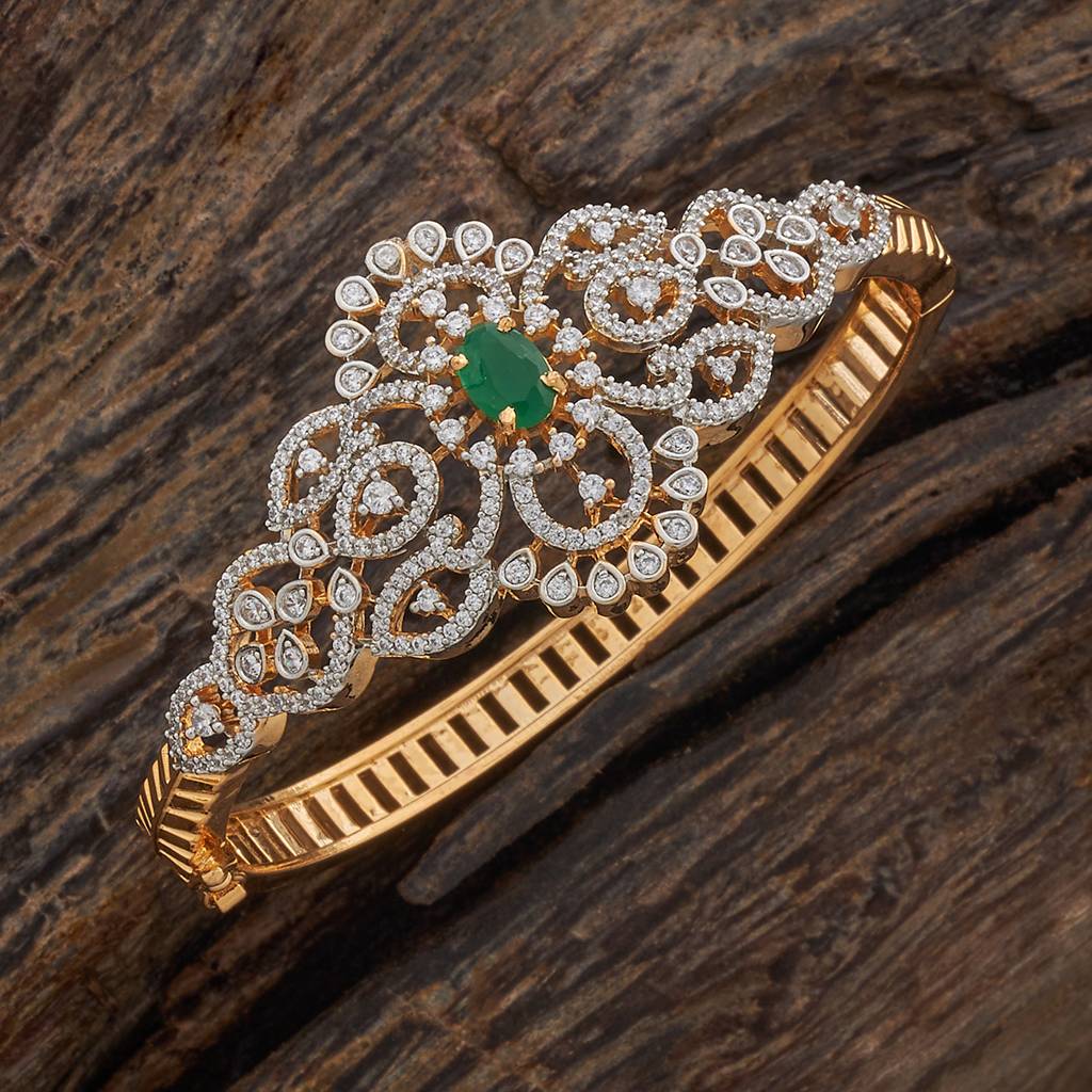 Kushal'S Fashion Jewellery Rhodium-Plated Zircon Diamond Studded Bangle-Style Bracelet-180277 : 430853