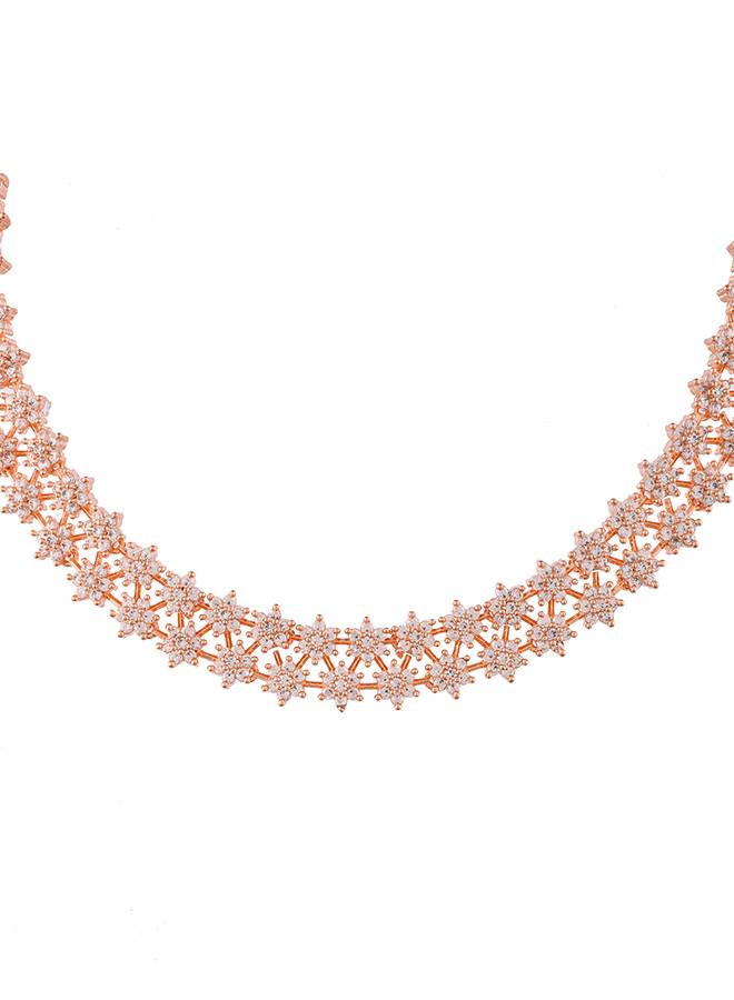 Sparkling Opulence Cluster Setting Round Cut Cz Jewellery Set : 8905124498745