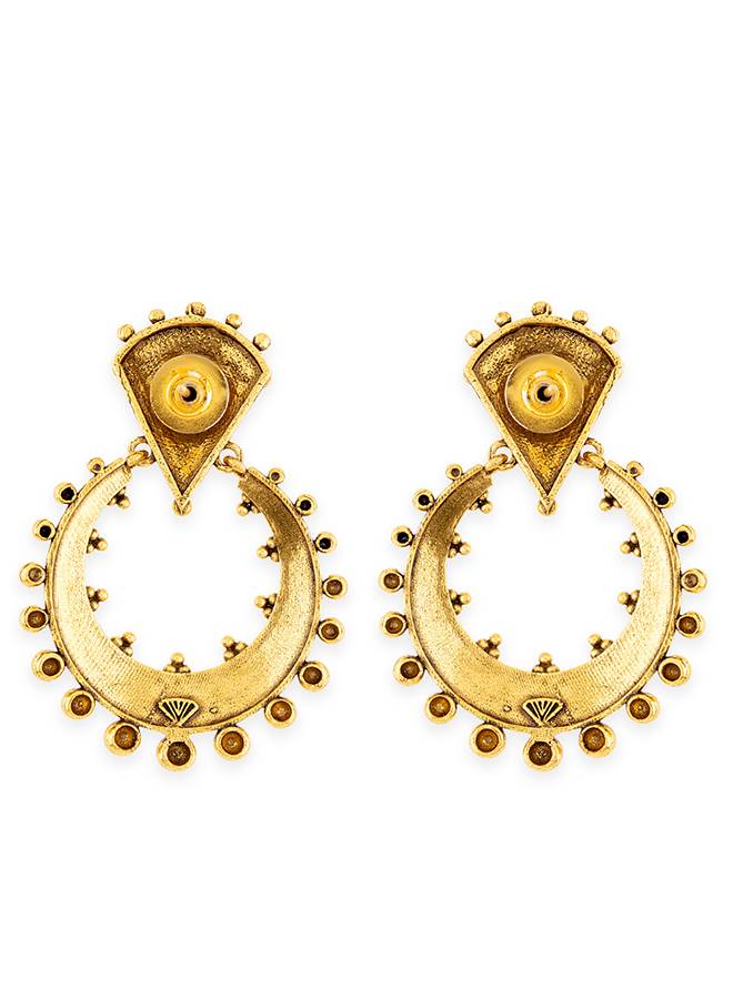 Rava Ball Oxidized Gold Plated Hoop Style Earrings : 8905124135466