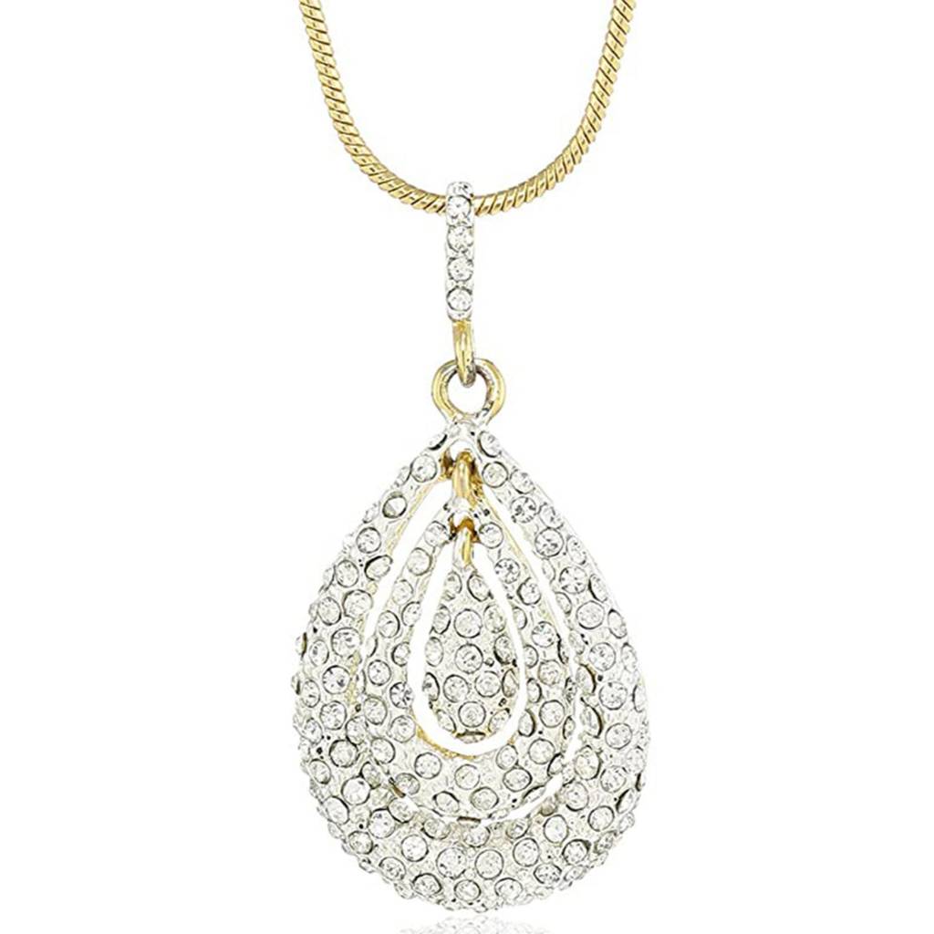Estele Gold & Rhodium Plated Oval Shaped Pendant With Austrian Crystals For Women : 599PENDANT