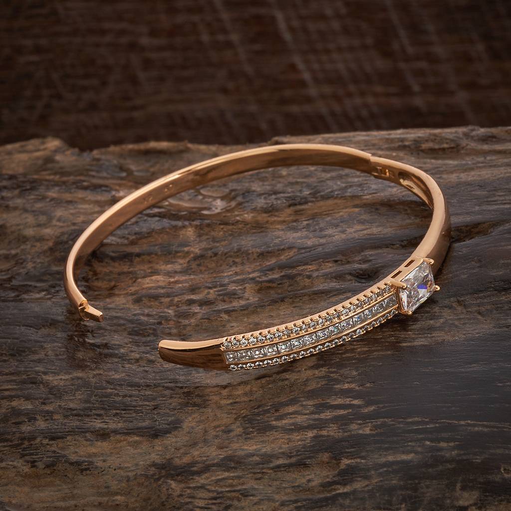 Kushal'S Fashion Jewellery White Gold-Plated Party Zircon Kada-186972 : 445600