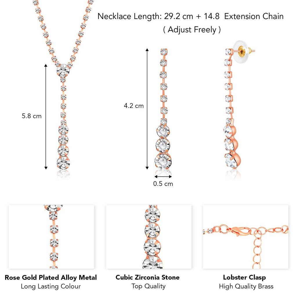 American Diamond Studded Necklace & Earrings Set Fashion Stylish Design Jewellery Gift For Women & Girls-Px8N18 : PX8N18C