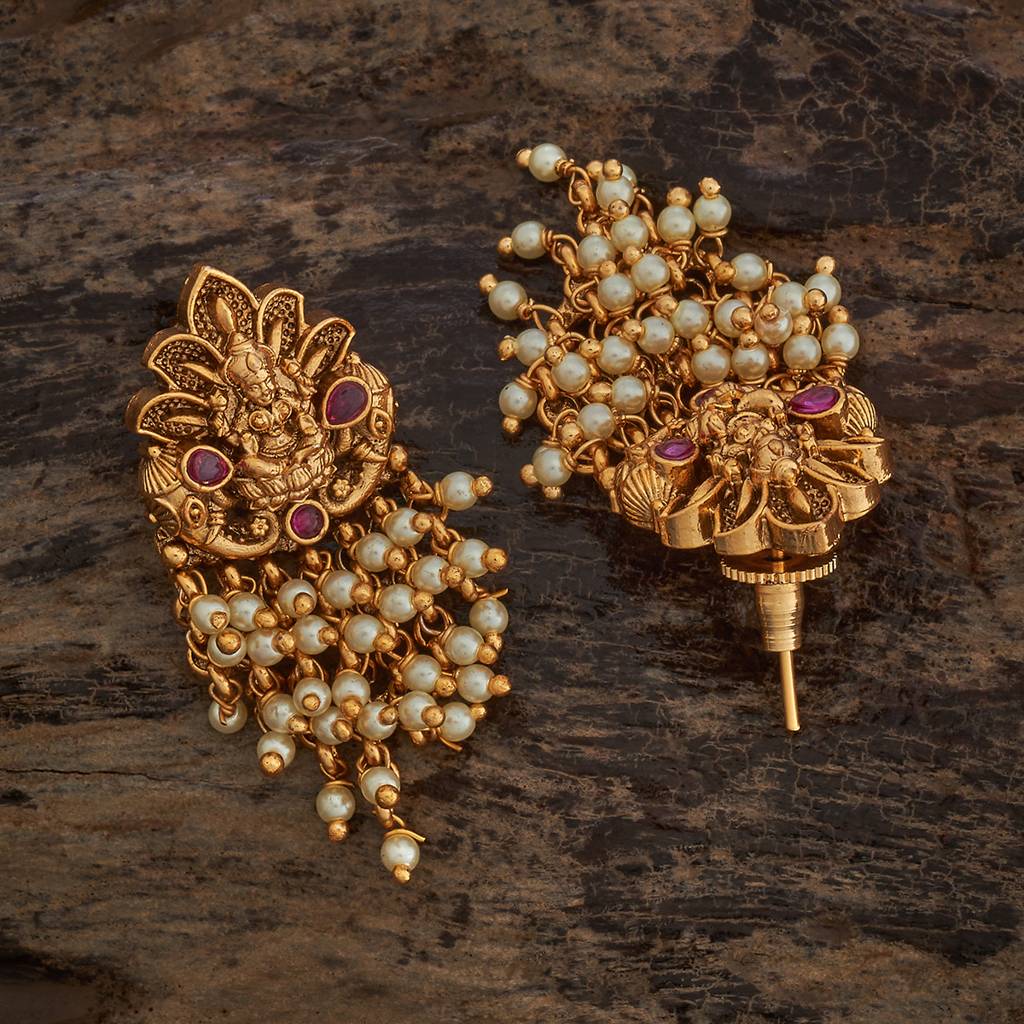 Kushal'S Fashion Jewellery Ruby Gold-Plated Ethnic Antique Earring Drop Earrings-183280 : 437692