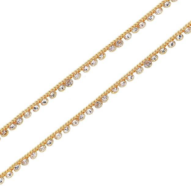 Stylish Gold Finish Stone Studded Anklets For Wedding Special Occasions  Alloy White Gold