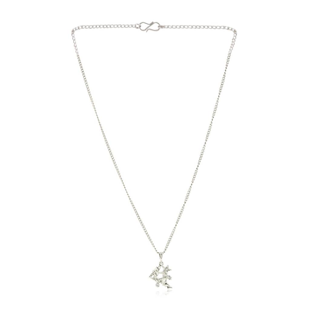 Estele Rhodium Plated Virgo Zodiac Sign Designer Pendant With Crystal For Women : 823-NKNK