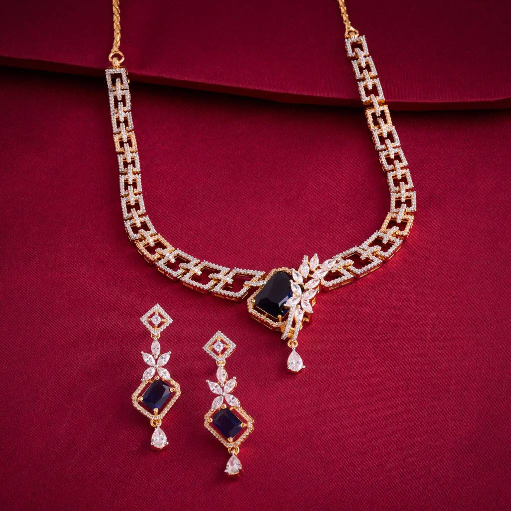 Gold-Plated Party Zircon Jewellery Set - 453995 : 453997