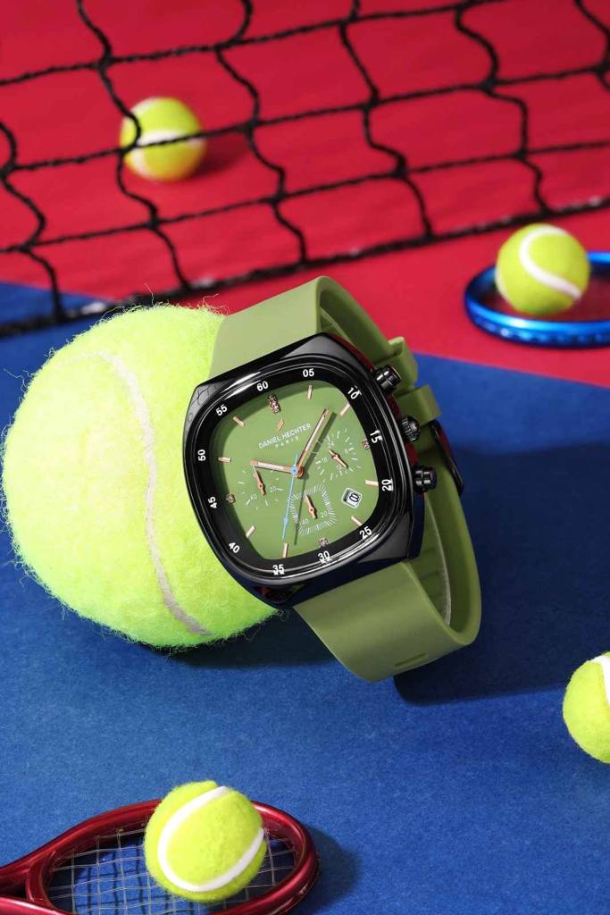 Daniel Hechter Paris Bercy Collection Modern Multi Functional Watch For Men With Square Dial And Silicon Band-Dhm : DHM1001-07