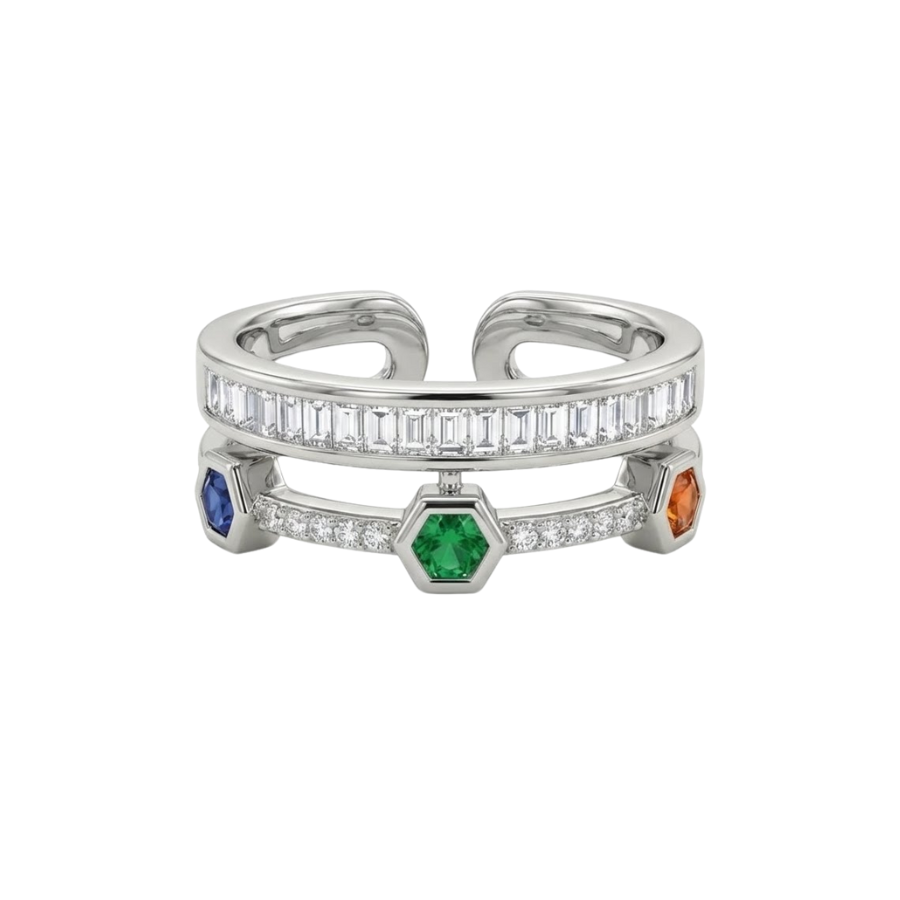Textured Pave Silver Plated Ring For Women | Contemporary Statement Jewelry : 527787985