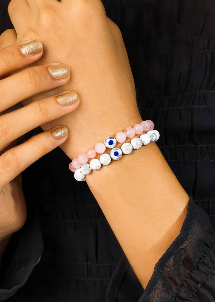Love'S Growth Rose Quartz Evil Eye Bracelet : AB10712