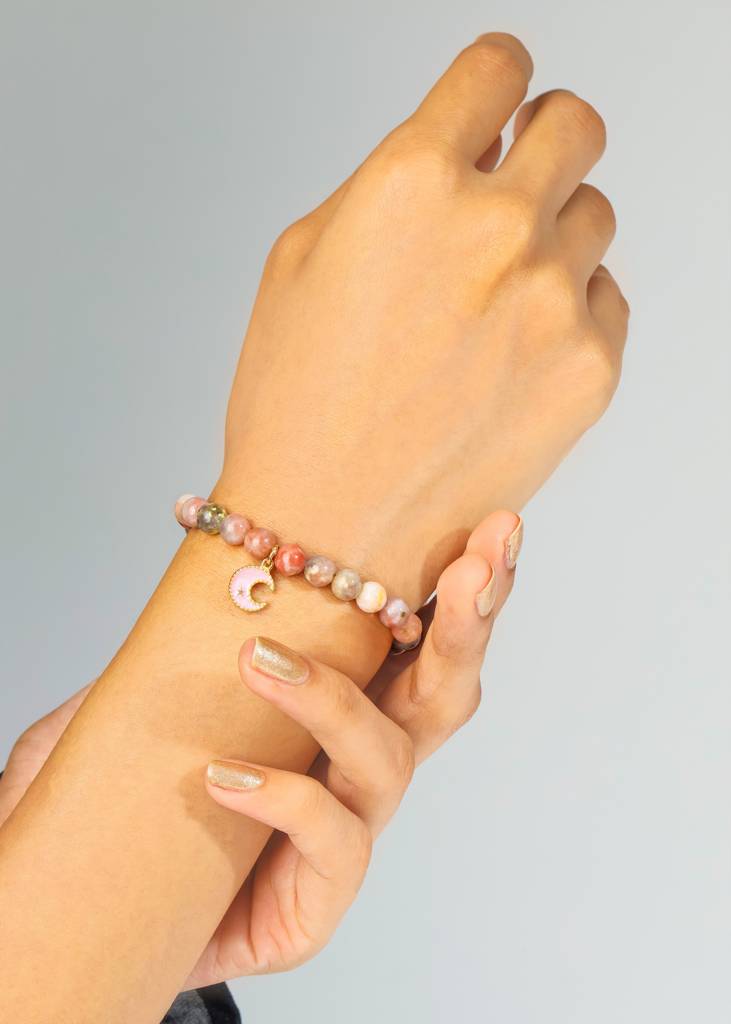 Illuminating Energy - Agate Moon & Star Charm Bracelet : AB10744