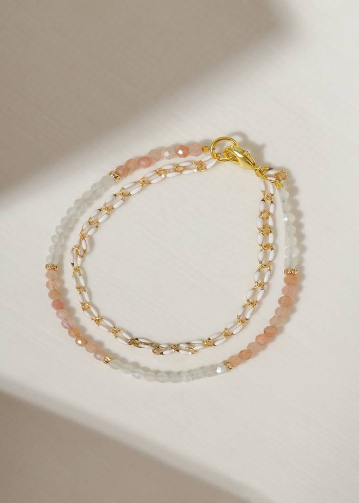 Emotional Balance - Peach Moonstone Chain Bracelet : AB10759