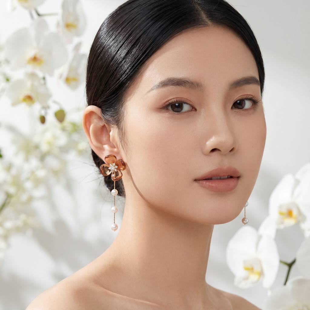 Korean Crimson Floral Drops : YUFSER262