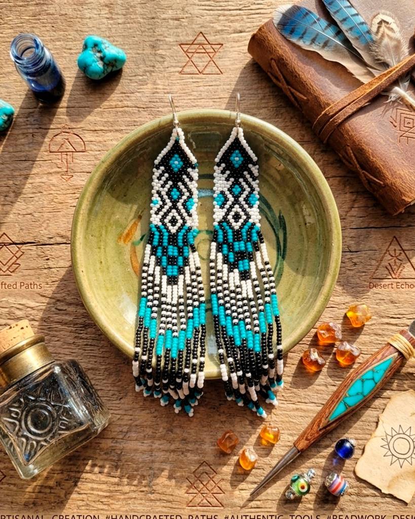 Tribal Design Beaded Fringe Handmade Earrings For Girls And Womens : 21