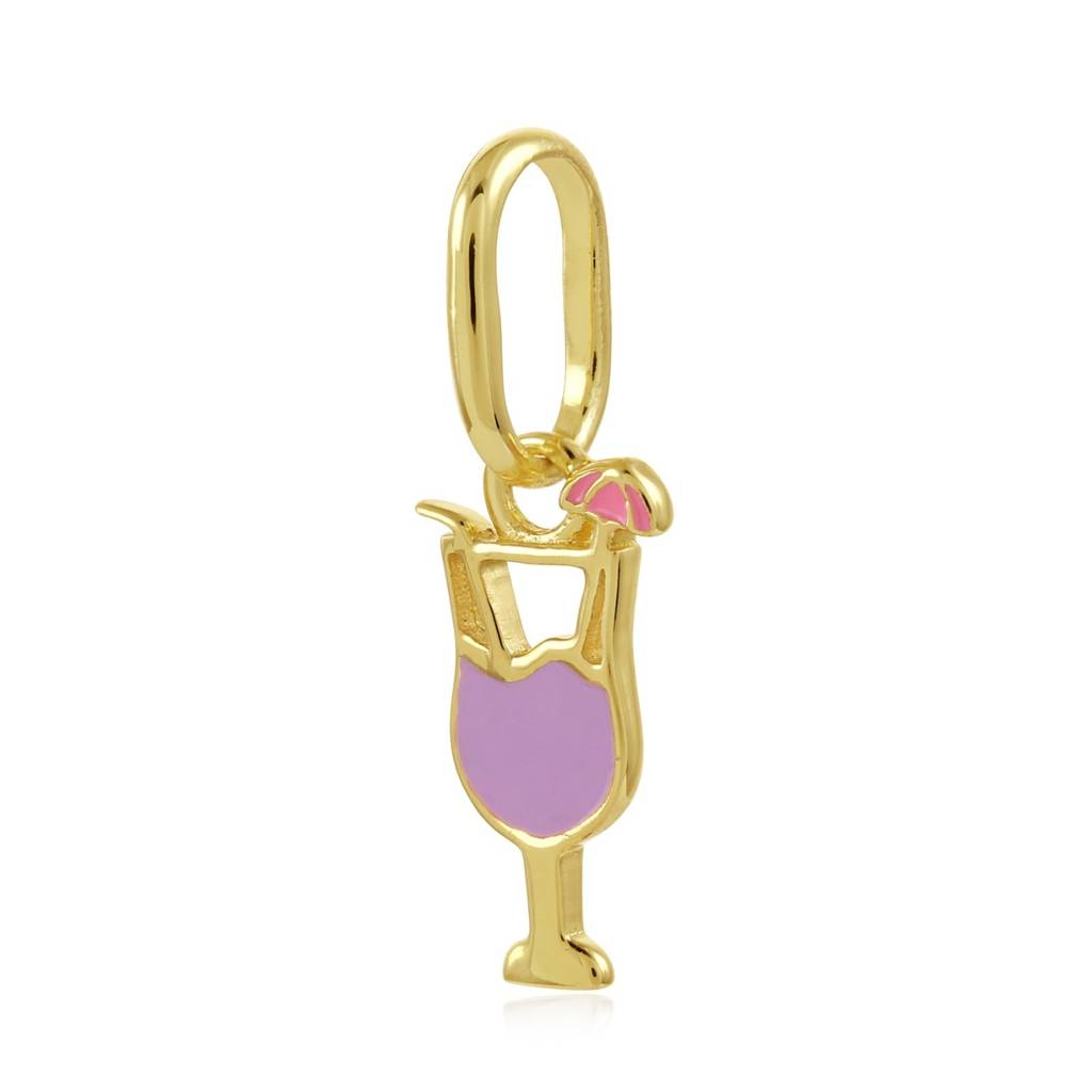 925 Sterling Silver Wine Glass Charm For Women | Jump Ring | Gift For Women And Girls | With Certificate Of Aut : ACC00189-YGP
