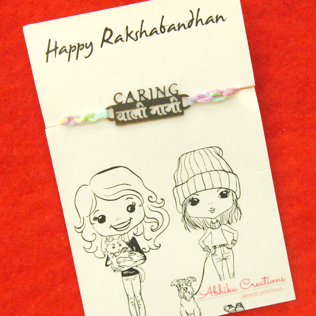 Caring Waali Bhabhi Quirky Rakhi With Roli Chawal Capsules : ACQR030-B