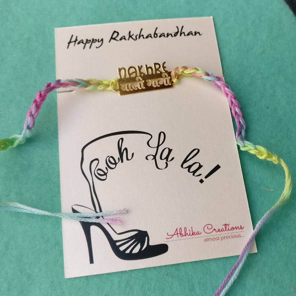 Nakhre Waali Bhabhi Quirky Rakhi With Roli Chawal Capsules : ACQR035-G