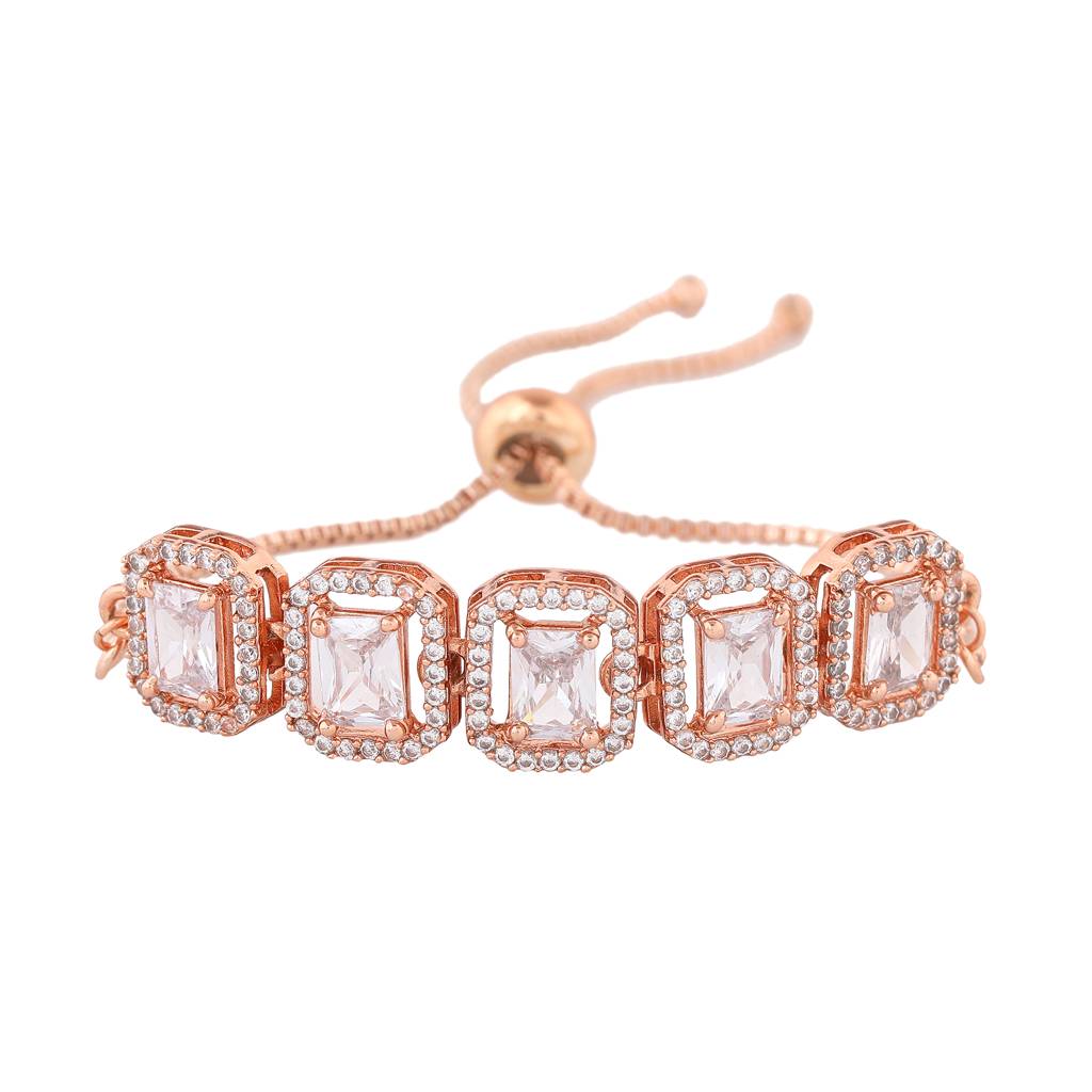 Estele Rose Gold Plated Cz Ossum Octagon Bracelet For Women : AD-047-RGBR