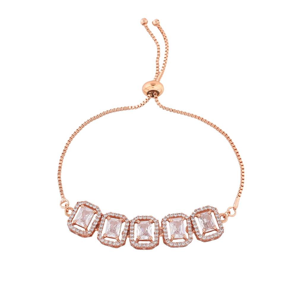 Estele Rose Gold Plated Cz Ossum Octagon Bracelet For Women : AD-047-RGBR