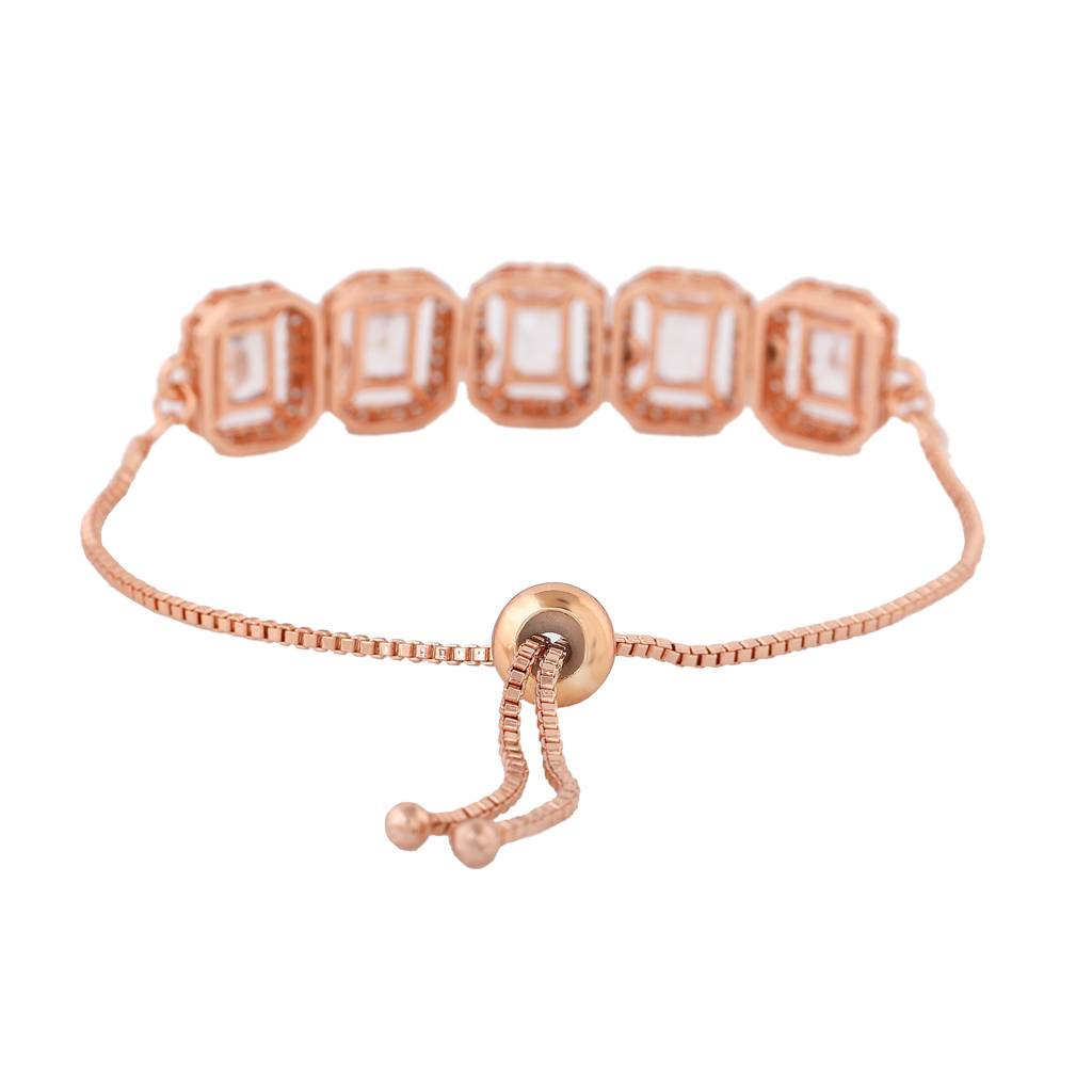 Estele Rose Gold Plated Cz Ossum Octagon Bracelet For Women : AD-047-RGBR