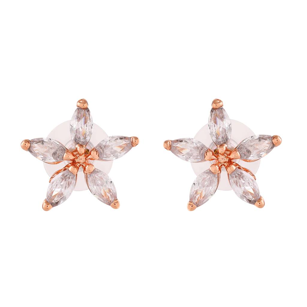 Estele Rose Gold Plated Cz Marquise Star Necklace For Women (Set Of 2) : AD-288NKER