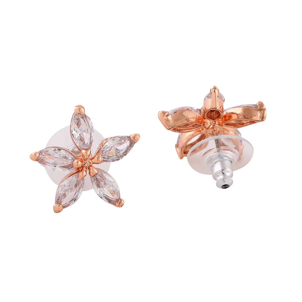 Estele Rose Gold Plated Cz Marquise Star Necklace For Women (Set Of 2) : AD-288NKER