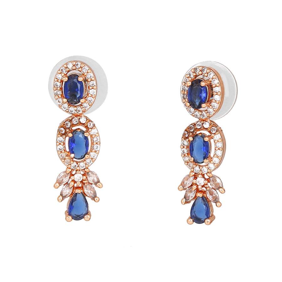 Estele Rose Gold Plated Cz Shimmering Drop Earrings For Women : AD-701-RG-BLERER