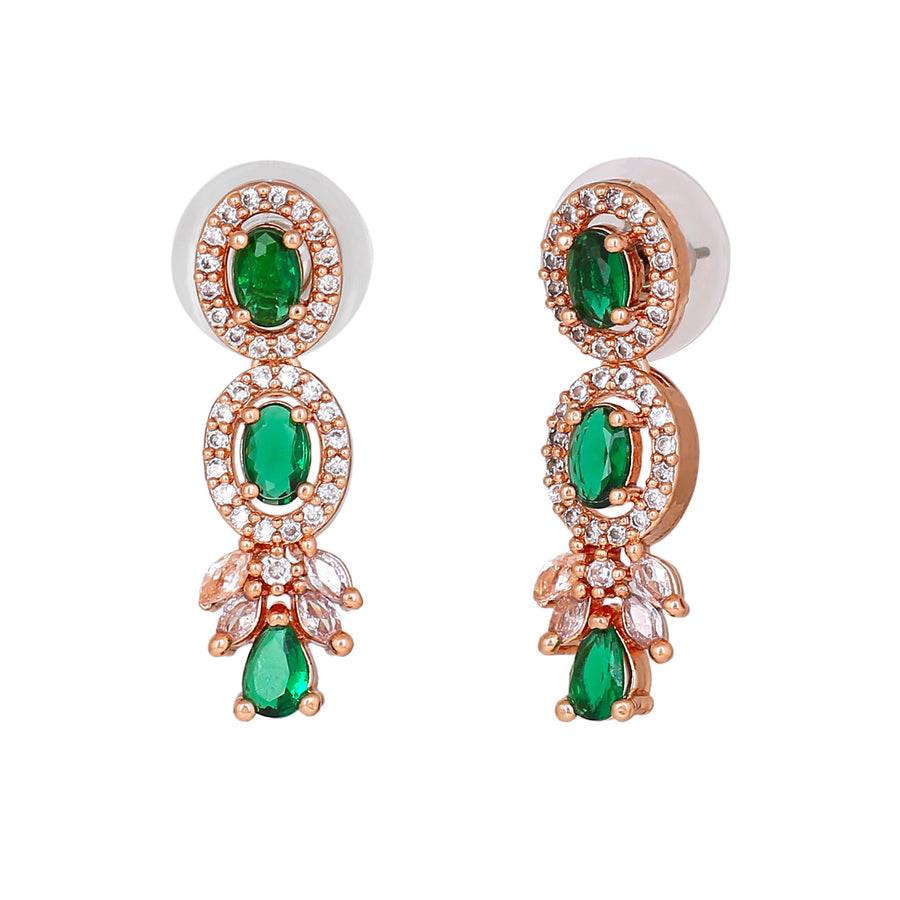 Estele Rose Gold Plated Cz Shimmering Drop Earrings For Women : AD-701-RG-GNERER