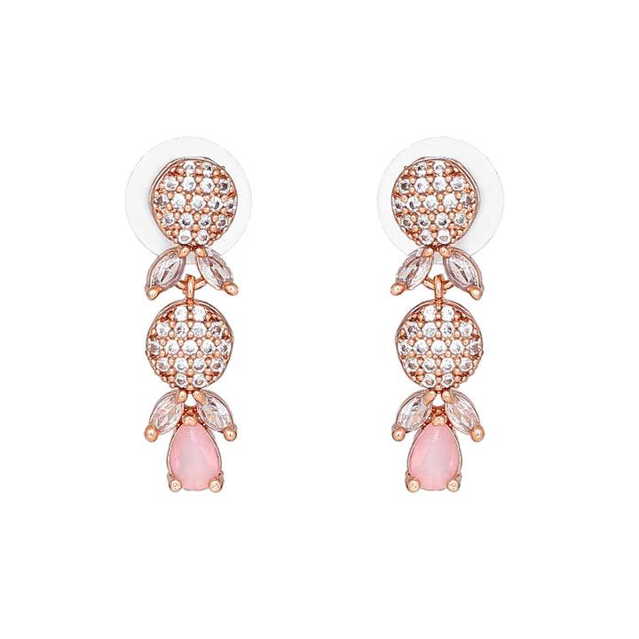 Estele Rose Gold Plated Cz Twinkling Drop Earrings Women : AD-705-RG-MPERER