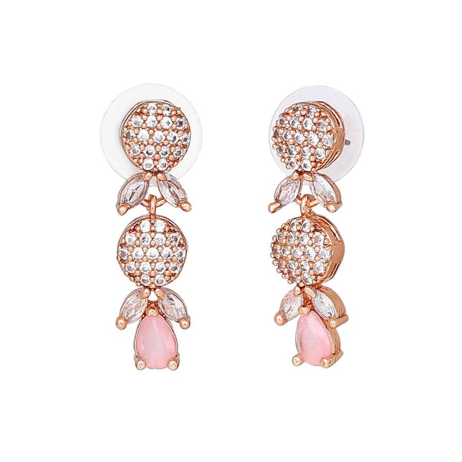 Estele Rose Gold Plated Cz Twinkling Drop Earrings Women : AD-705-RG-MPERER