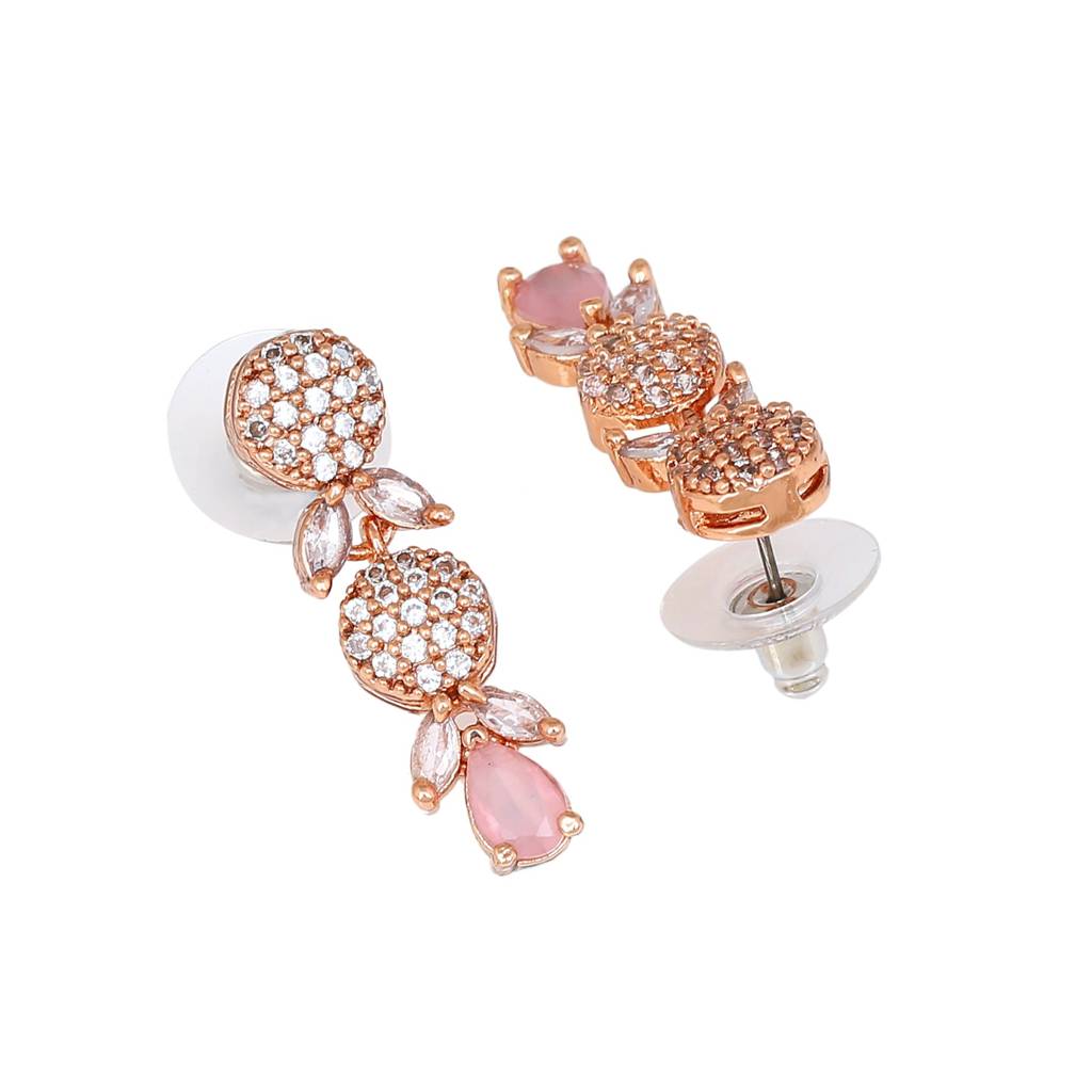 Estele Rose Gold Plated Cz Twinkling Drop Earrings Women : AD-705-RG-MPERER