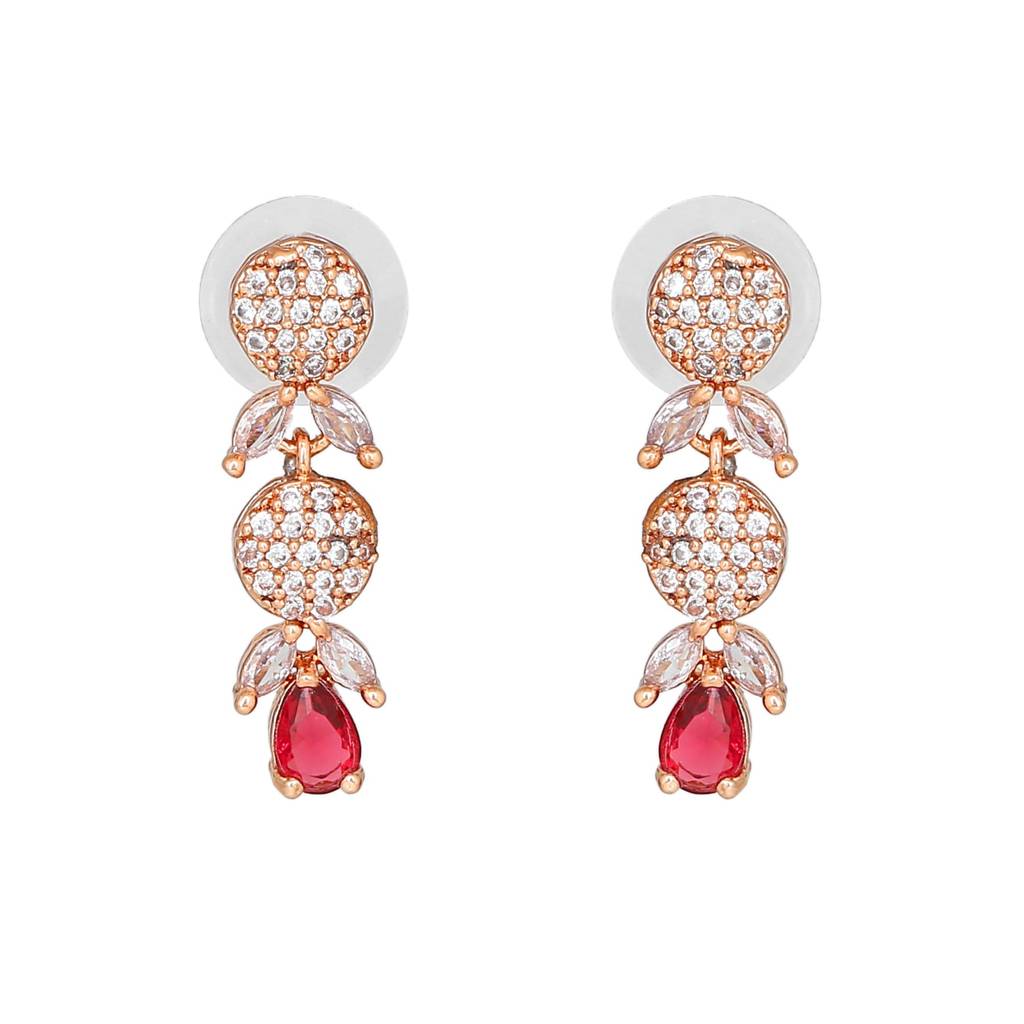 Estele Rose Gold Plated Cz Twinkling Drop Earrings Women : AD-705-RG-TPERER