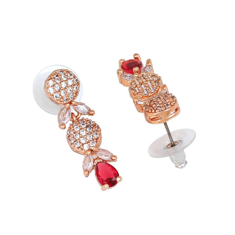 Estele Rose Gold Plated Cz Twinkling Drop Earrings Women : AD-705-RG-TPERER
