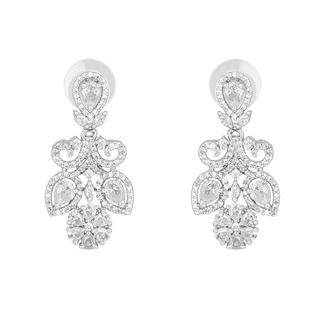 Estele Rhodium Plated Cz Marvelous Drop Earrings For Women : AD-718-IR-WEERER